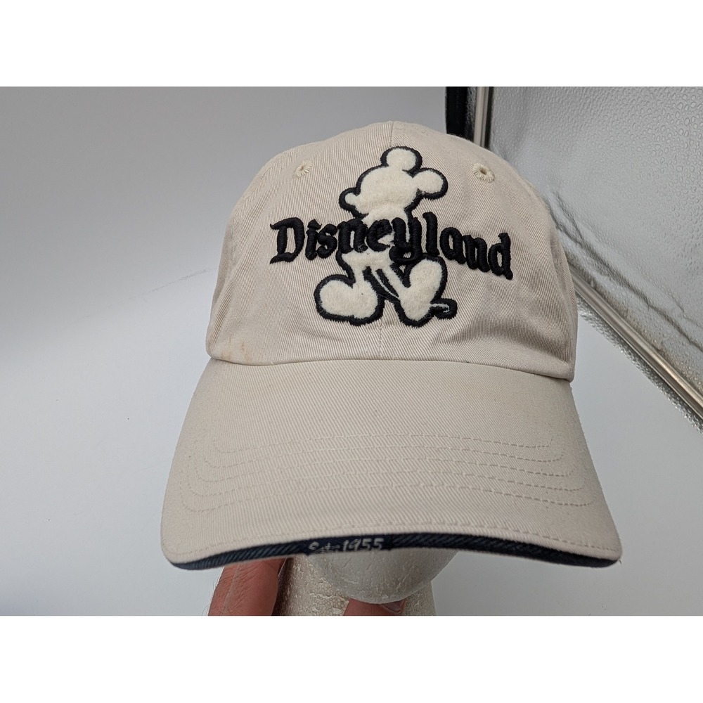 Disneyland Mickey Mouse Est 1955 Tan Adjustable Strap Back Baseball Hat Cap
